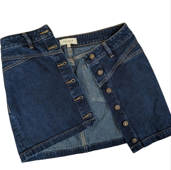 PAC Sun Pacific Sunwear Women's 27 Short Denim Button Down Mini Skirt Y2KCORE - Picture 6 of 13